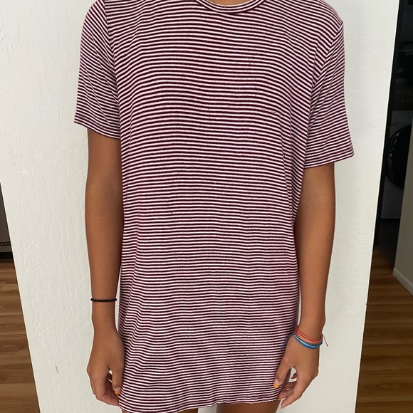 brandy melville luana t shirt dress Brandy Melville Women's Luana Dress Striped Maroon One Size